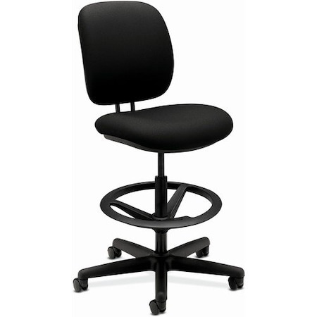 Hon COMFORTASK TASK STOOL WITH ADJUSTABLE FOOTRING, 32in SEAT HEIGHT, BLK SEAT/BACK, BLK BASE HON5905CU10T